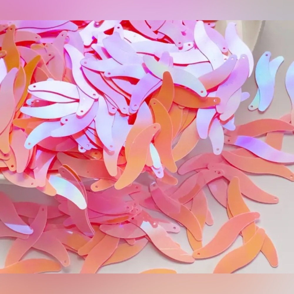 300 Iridescent Pink, Peach S-Shaped Sequins for Wedding, Jewelry, Home, Clothes